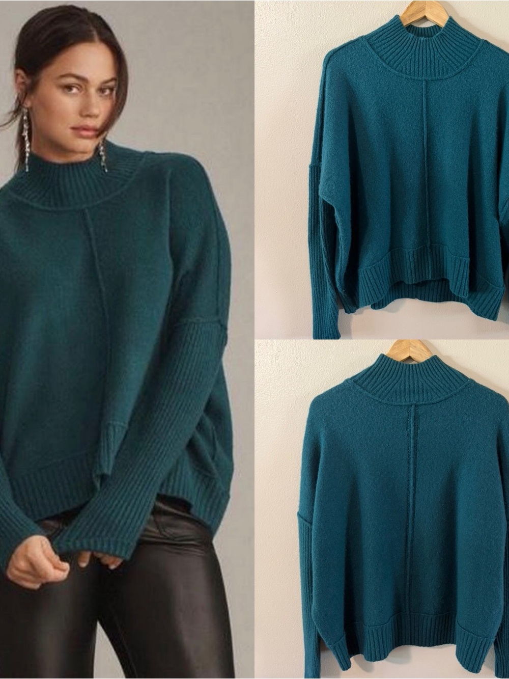 Anthropologie The Gretchen Cozy Mock-Neck Sweater by Maeve size medium